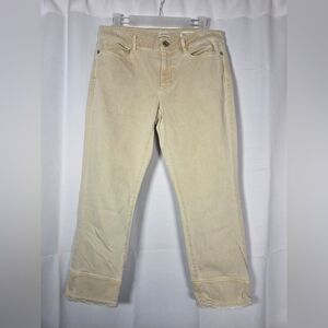 J. Jill Authentic Fit Cropped Denim Jeans Raw Hem Women's Size 6 Cream White
